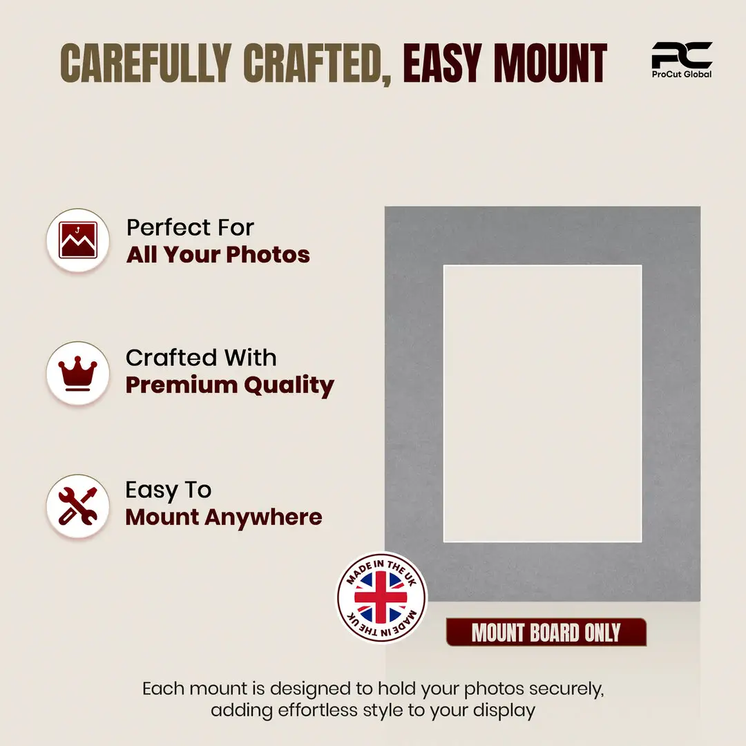 Mid Grey 10x8" Picture Mount With 7x5" Aperture | Acid-Free Picture Mount Board thumbnail 8