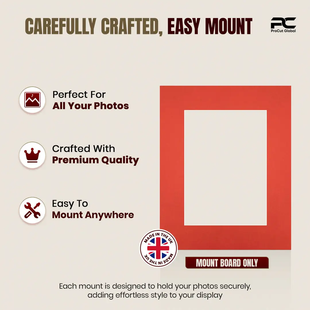 Poppy Red 10x8" Picture Mount With 7x5" Aperture | Acid-Free Picture Mount Board thumbnail 8