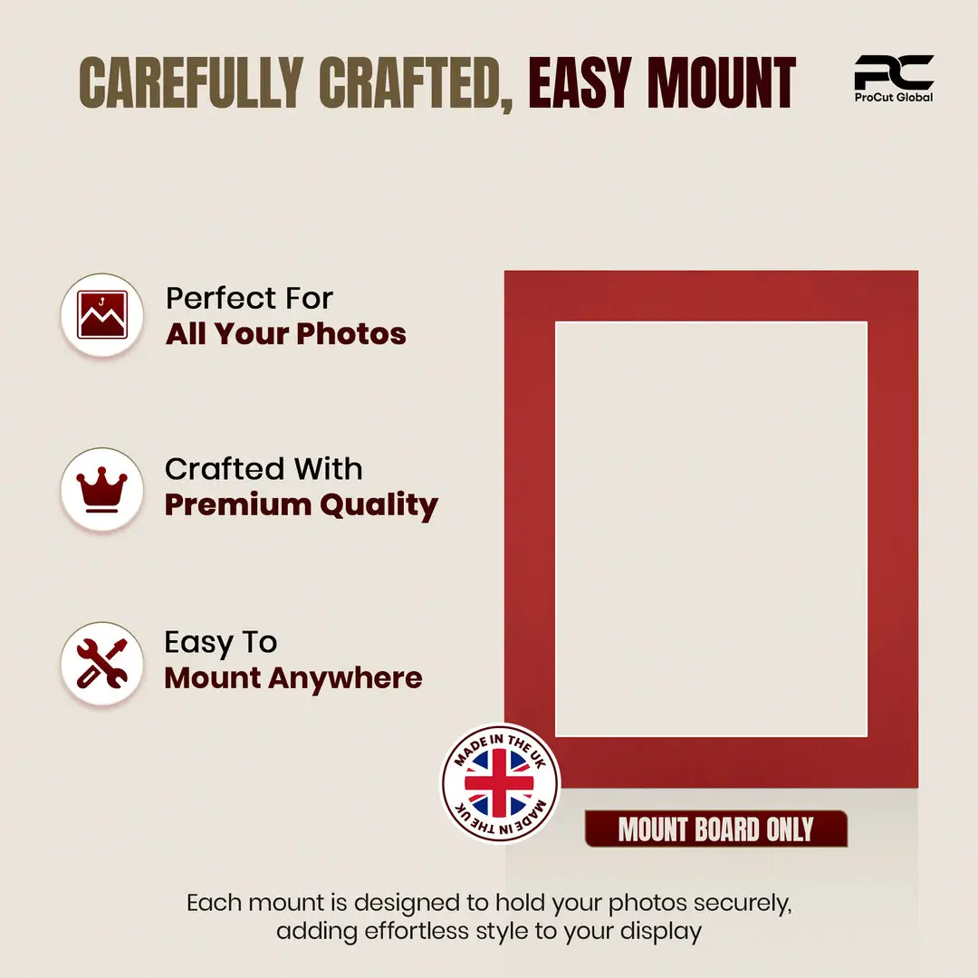 Crimson 10x8" Picture Mount With 8x6" Aperture | Acid-Free Mat Board For Photos & Artwork thumbnail 8