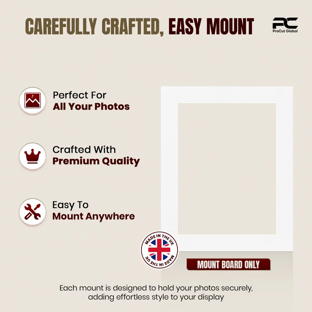 Ice White 10x8" Picture Mount With 8x6" Aperture | Acid-Free Picture Mount Board thumbnail 8