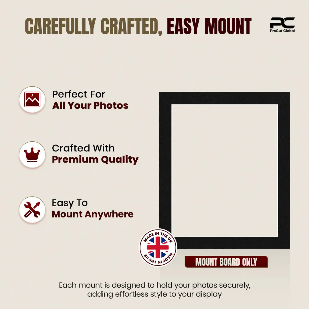 Black 12x10" Picture Mount With 10x8" Aperture | Acid-Free Mat Board For Photos & Artwork thumbnail 8