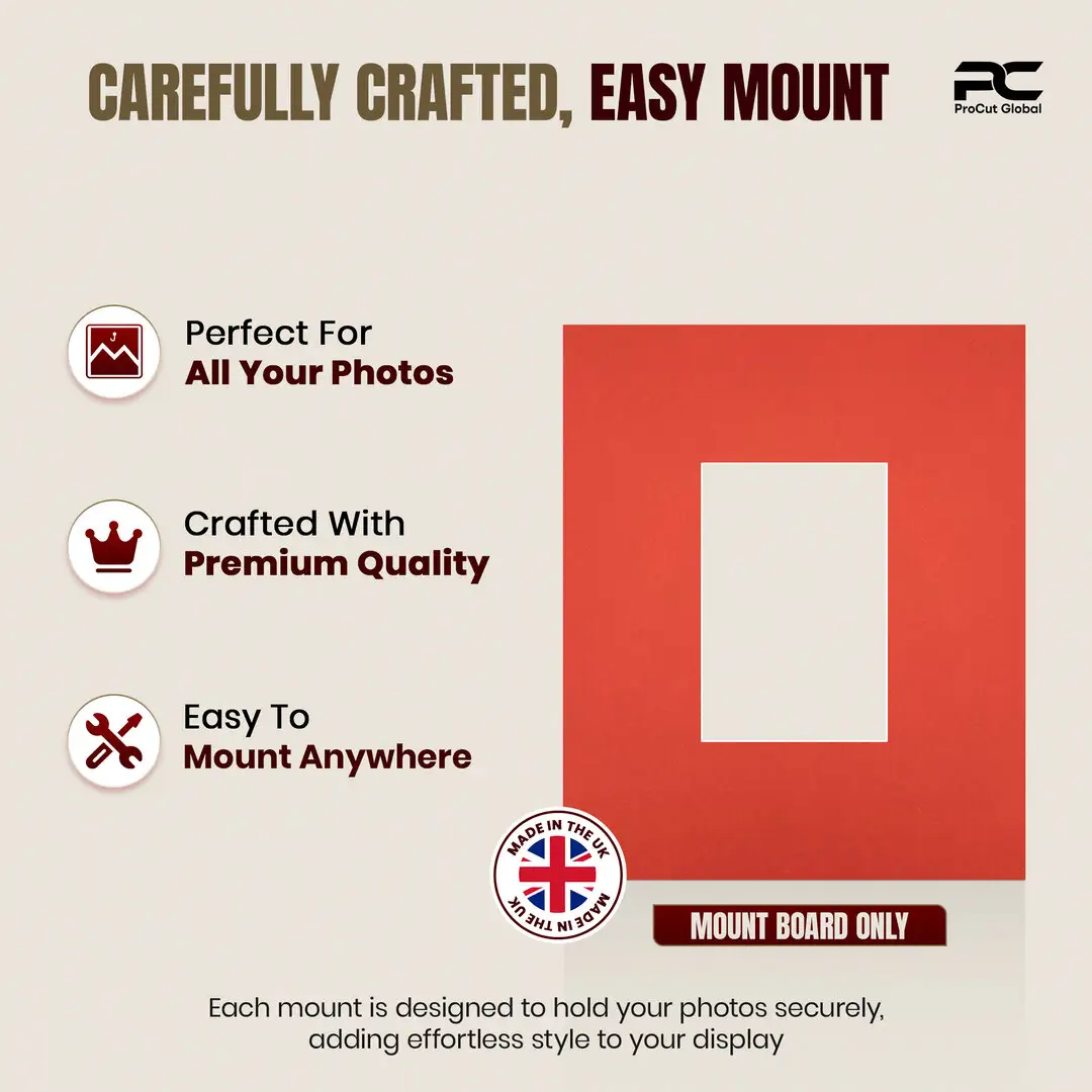 Poppy Red 12x10" Picture Mount With 6x4" Aperture | Acid-Free Mat Board For Picture Frames thumbnail 8