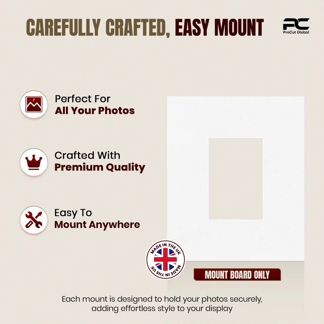 Ice White 12x10" Picture Mount With 6x4" Aperture | Acid-Free Mat Board For Photos & Artwork thumbnail 8