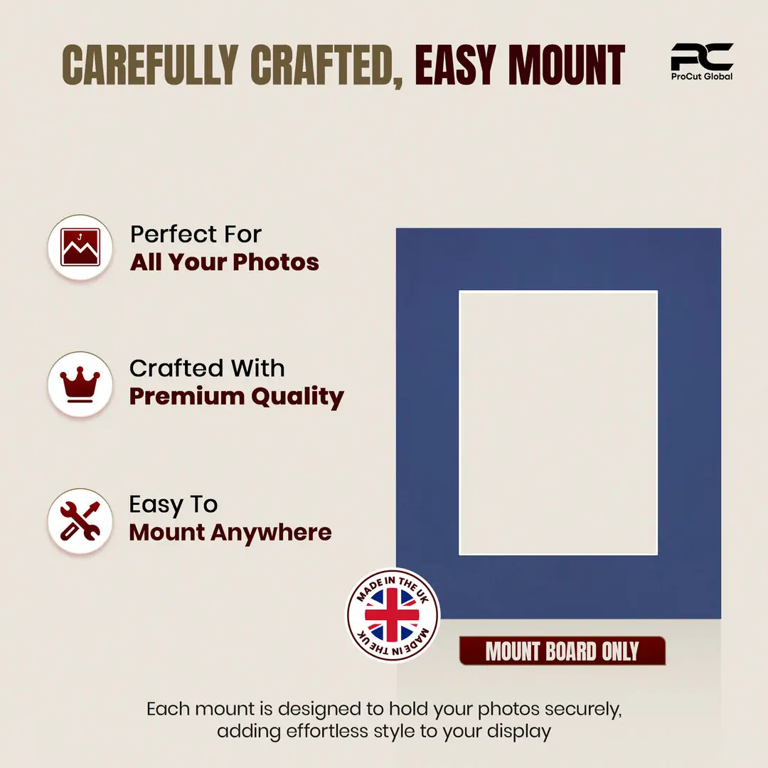 Blue 12x10" Picture Mount With 8x6" Aperture | Acid-Free Mat Board For Photos & Artwork thumbnail 8