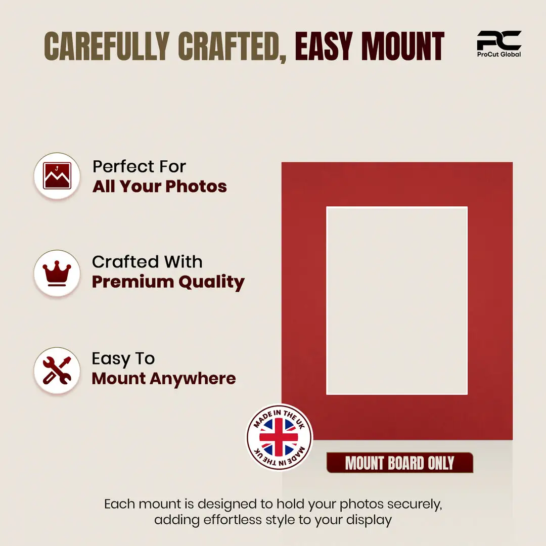 Crimson 12x10" Picture Mount With 8x6" Aperture | Acid-Free Picture Mount Board thumbnail 8