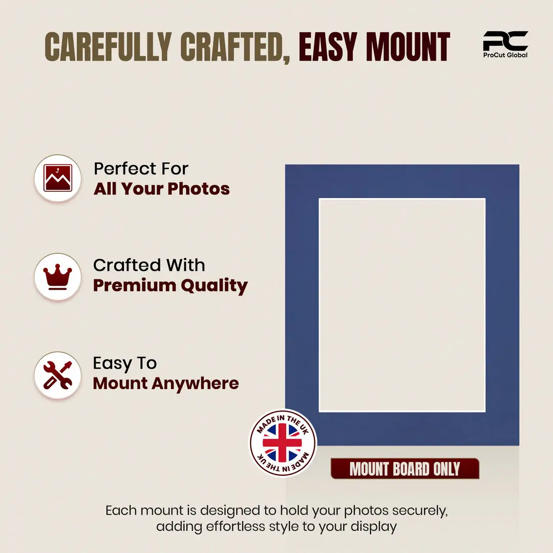 Blue 12x10" Picture Mount With 9x7" Aperture | Acid-Free Mat Board For Photos & Artwork thumbnail 8