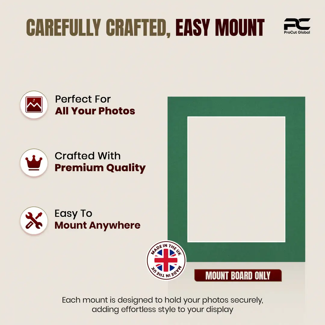 Emerald (Green) 12x10" Picture Mount With 9x7" Aperture | Acid-Free Mat Board For Photos & Artwork thumbnail 8
