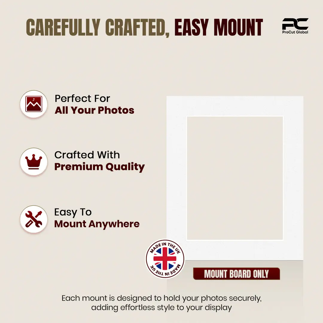Ice White 12x10" Picture Mount With 9x7" Aperture | Acid-Free Mat Board For Photos & Artwork thumbnail 8