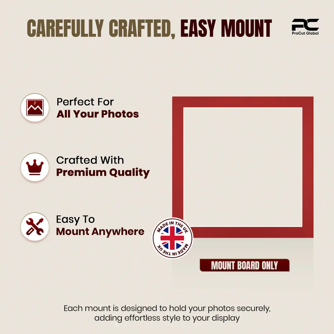 Crimson 12x12" Picture Mount With 10x10" Aperture | Acid-Free Mat Board For Photos & Artwork thumbnail 8
