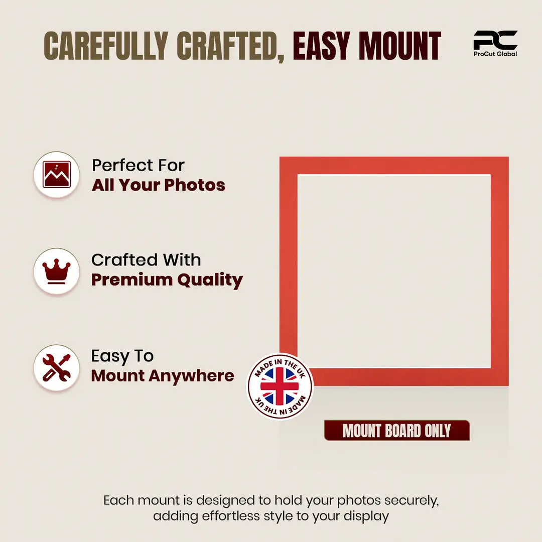 Poppy Red 12x12" Picture Mount With 10x10" Aperture | Acid-Free Picture Mount Board thumbnail 8