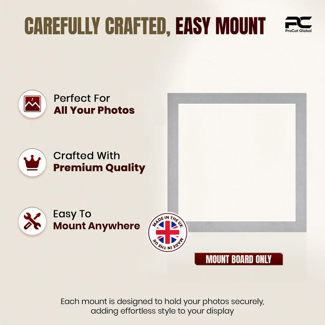 Silver 12x12" Picture Mount With 10x10" Aperture | Acid-Free Mat Board For Photos & Artwork thumbnail 8