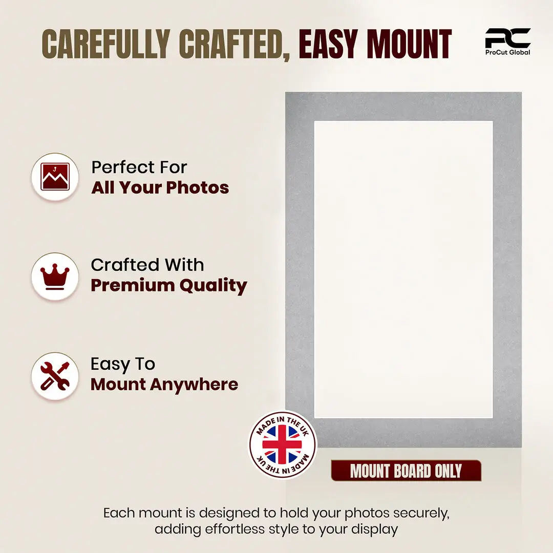 Silver 12x8" Picture Mount With 10x6" Aperture | Acid-Free Mat Board For Picture Frames thumbnail 8