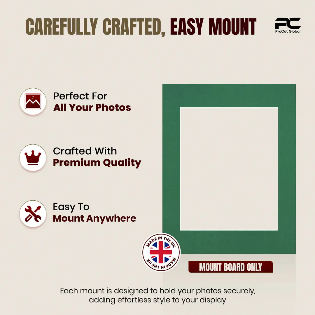 Emerald (Green) 14x11" Picture Mount With 10x8" Aperture | Acid-Free Picture Mount Board thumbnail 8
