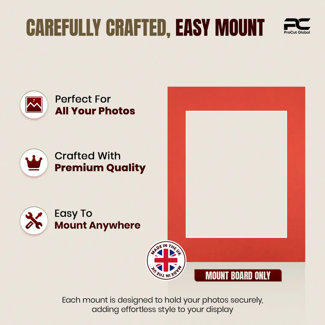 Poppy Red 14x11" Picture Mount With 10x8" Aperture | Acid-Free Picture Mount Board thumbnail 8