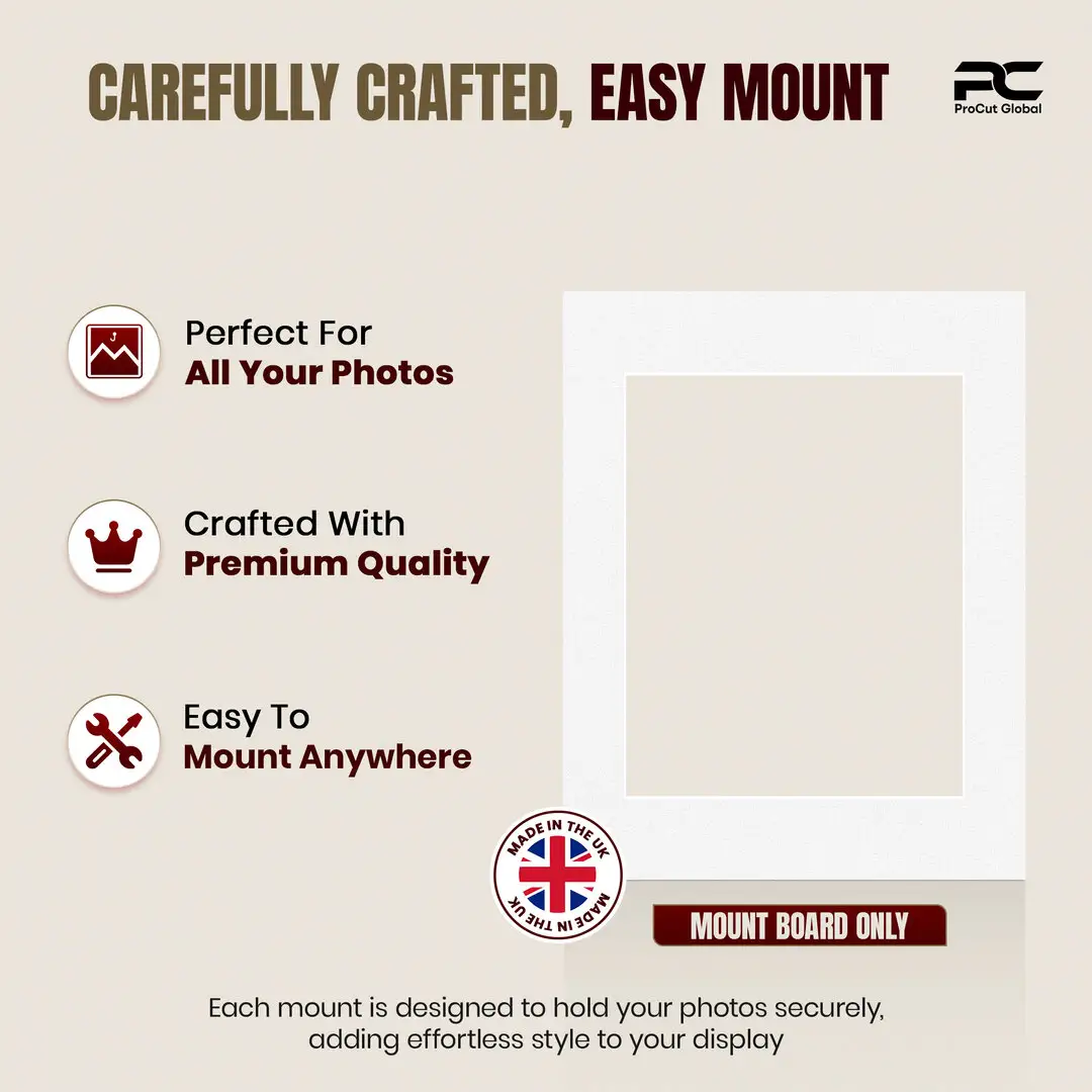 Ice White 14x11" Picture Mount With 10x8" Aperture | Acid-Free Picture Mount Board thumbnail 8