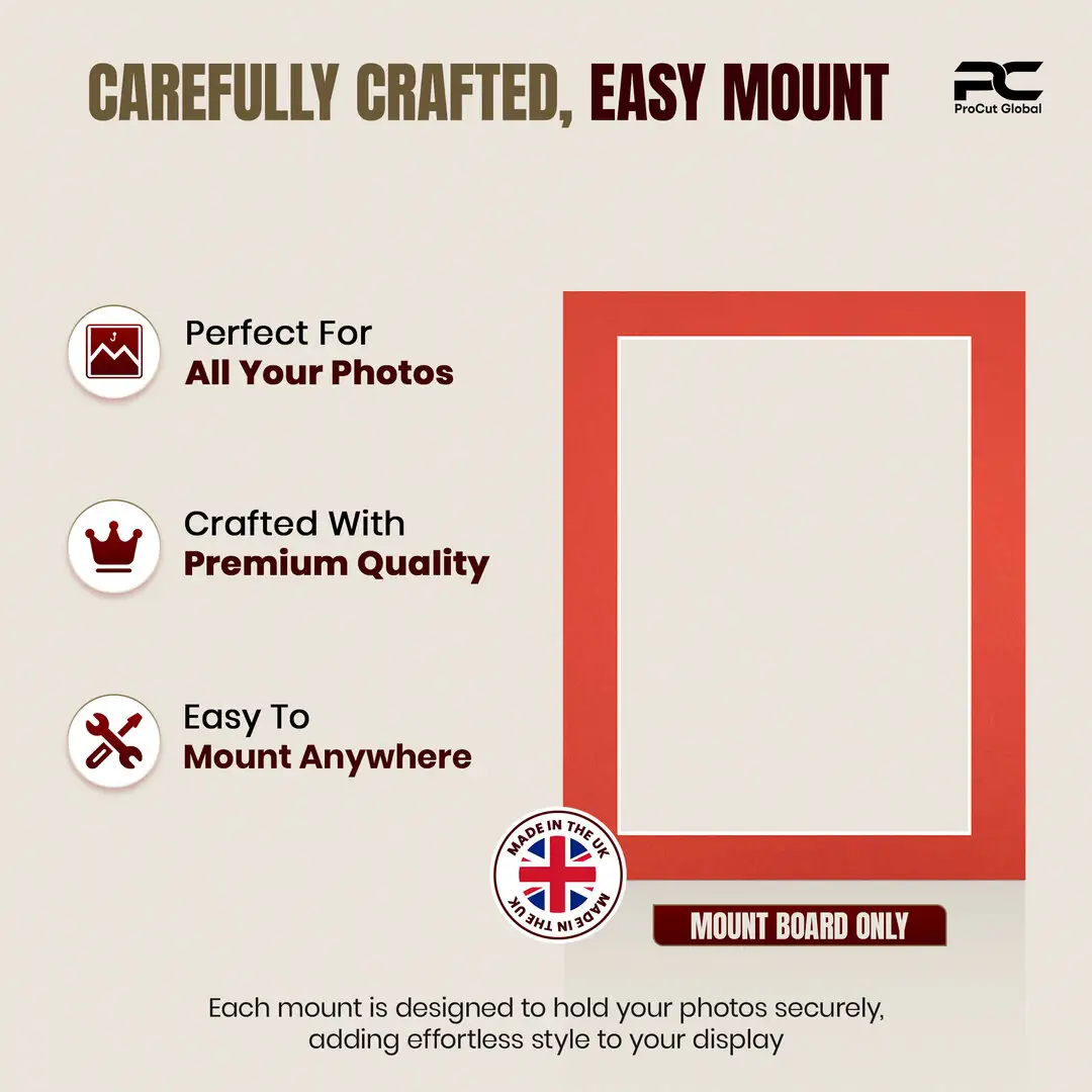 Poppy Red 14x11" Picture Mount With A4 Aperture | Acid-Free Picture Mount Board thumbnail 8