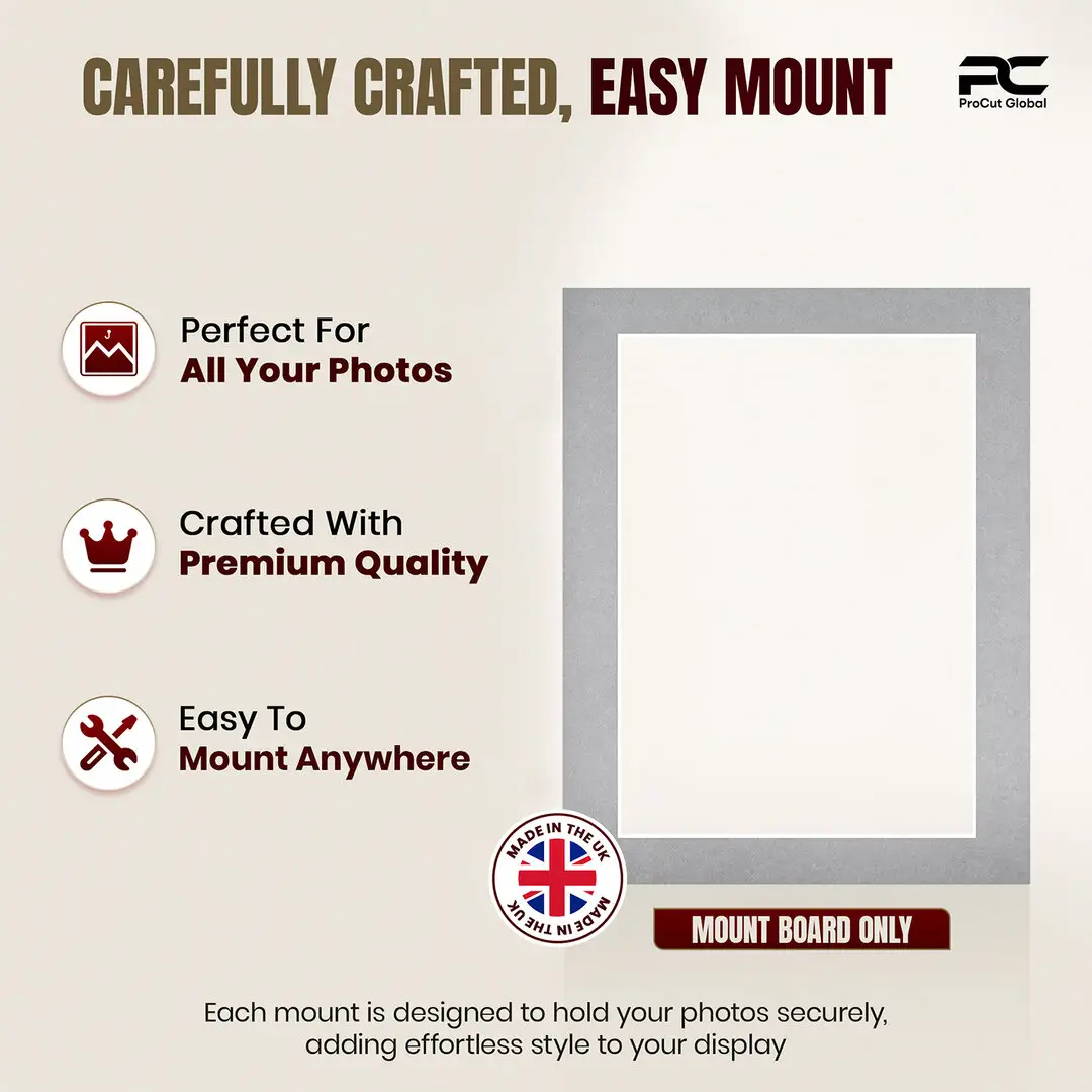 Silver 14x11" Picture Mount With A4 Aperture | Acid-Free Picture Mount Board thumbnail 8