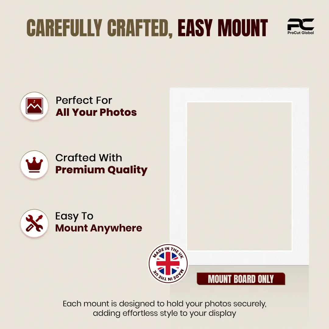 Ice White 14x11" Picture Mount With A4 Aperture | Acid-Free Picture Mount Board thumbnail 8