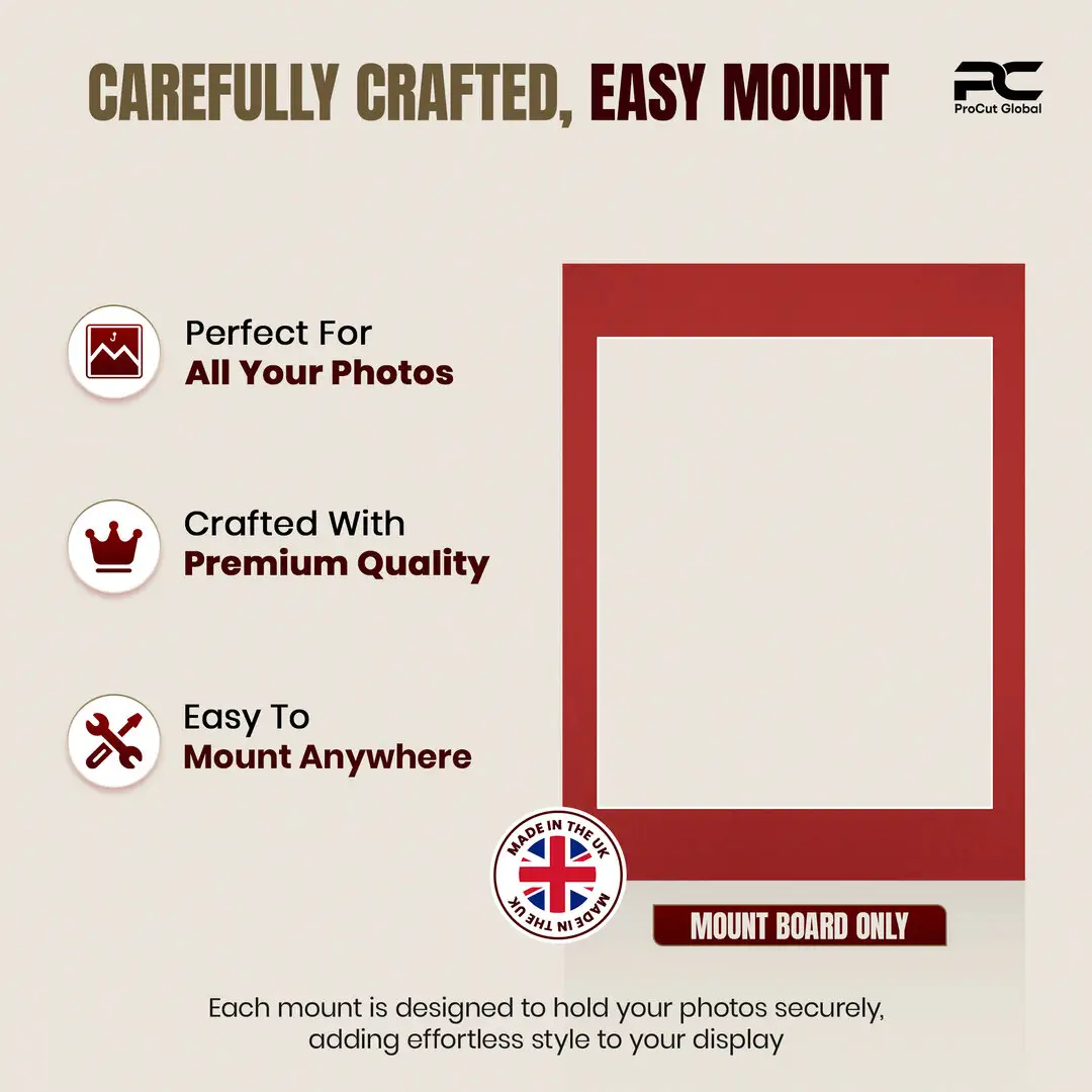 Crimson 16x12" Picture Mount With 12x10" Aperture | Acid-Free Mat Board For Picture Frames thumbnail 8