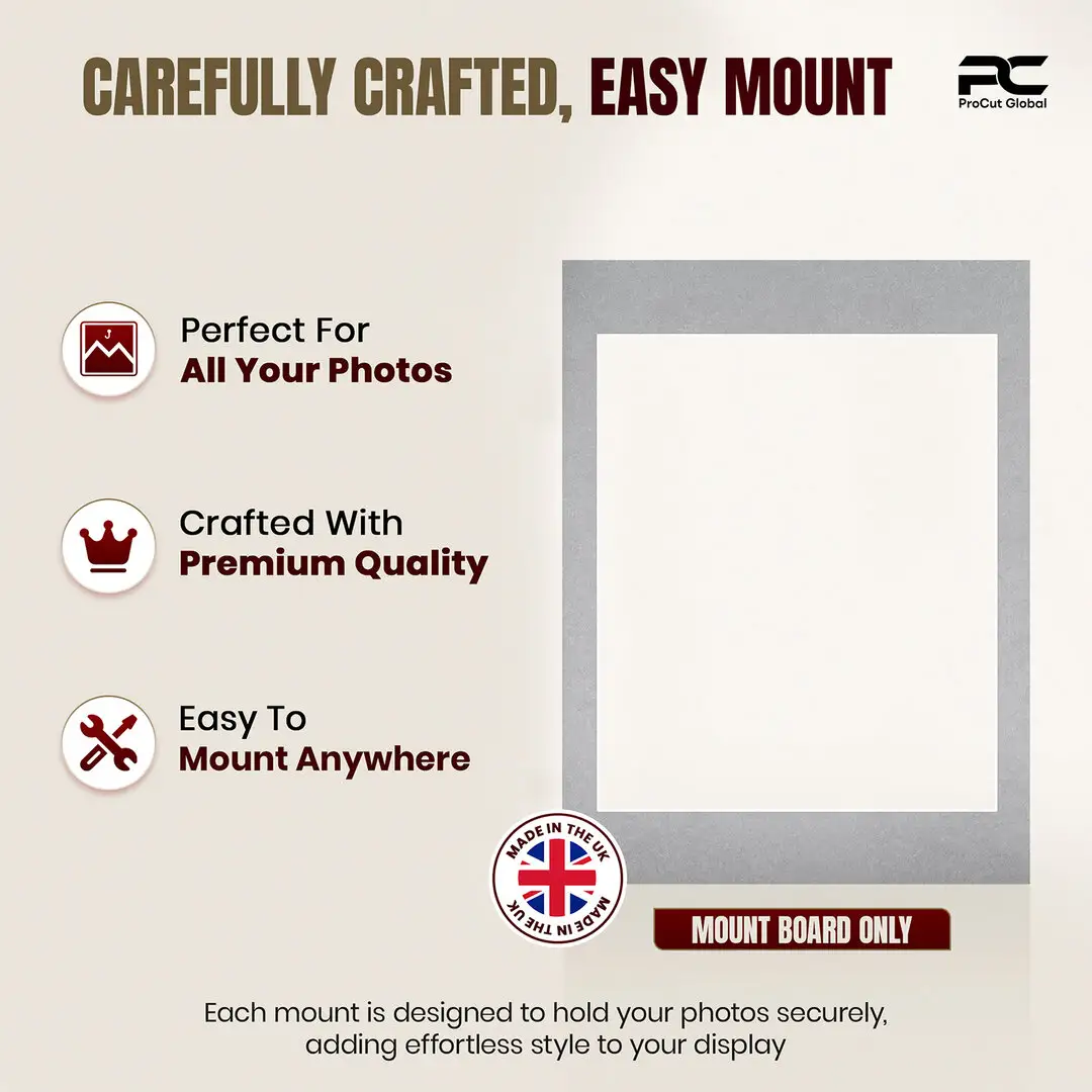 Silver 16x12" Picture Mount With 12x10" Aperture | Acid-Free Picture Mount Board thumbnail 8