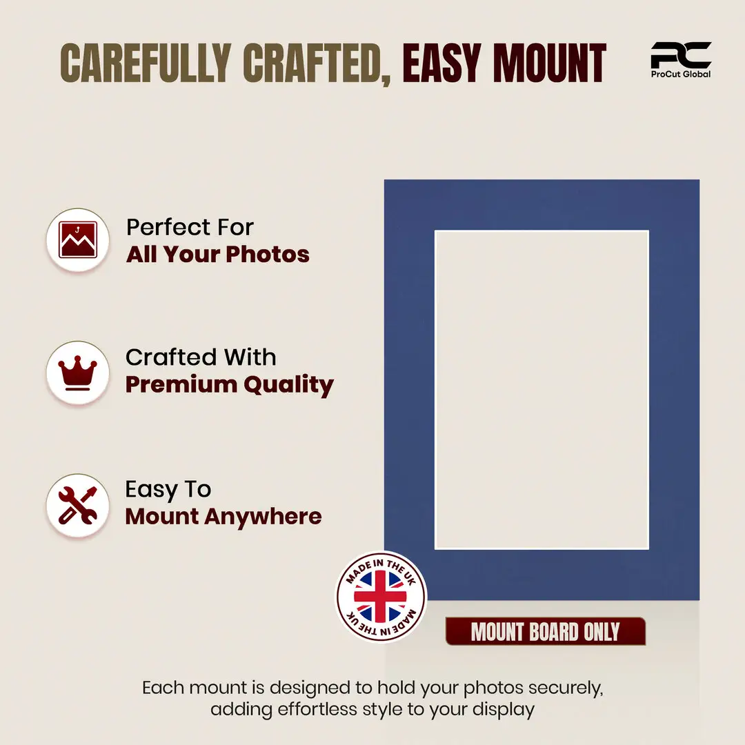 Blue 16x12" Picture Mount With 12x8" Aperture | Acid-Free Picture Mount Board thumbnail 8