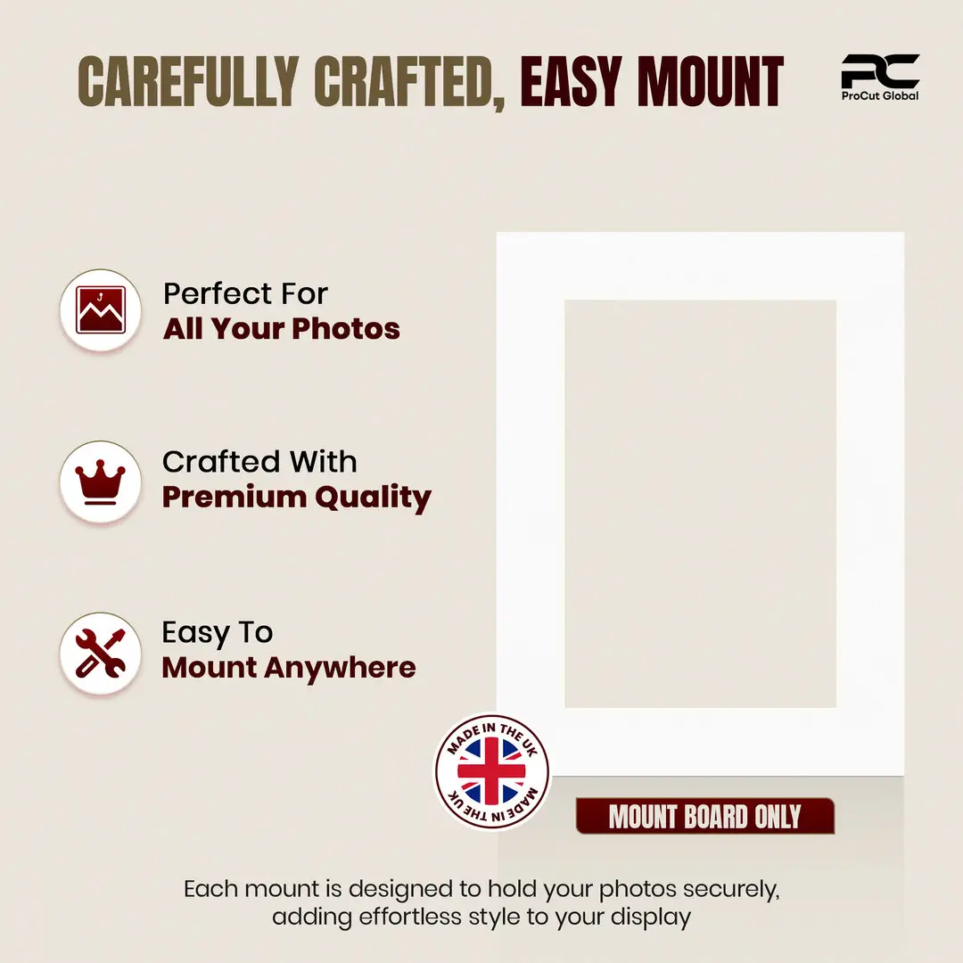 Ice White 16x12" Picture Mount With 12x8" Aperture | Acid-Free Mat Board For Photos & Artwork thumbnail 8