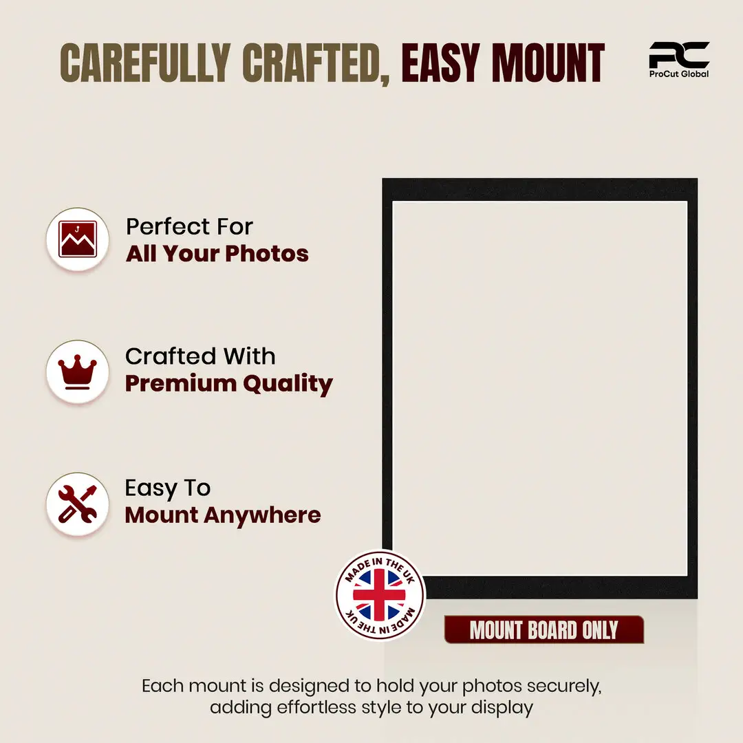 Black 16x12" Picture Mount With 14x11" Aperture | Acid-Free Mat Board For Picture Frames thumbnail 8