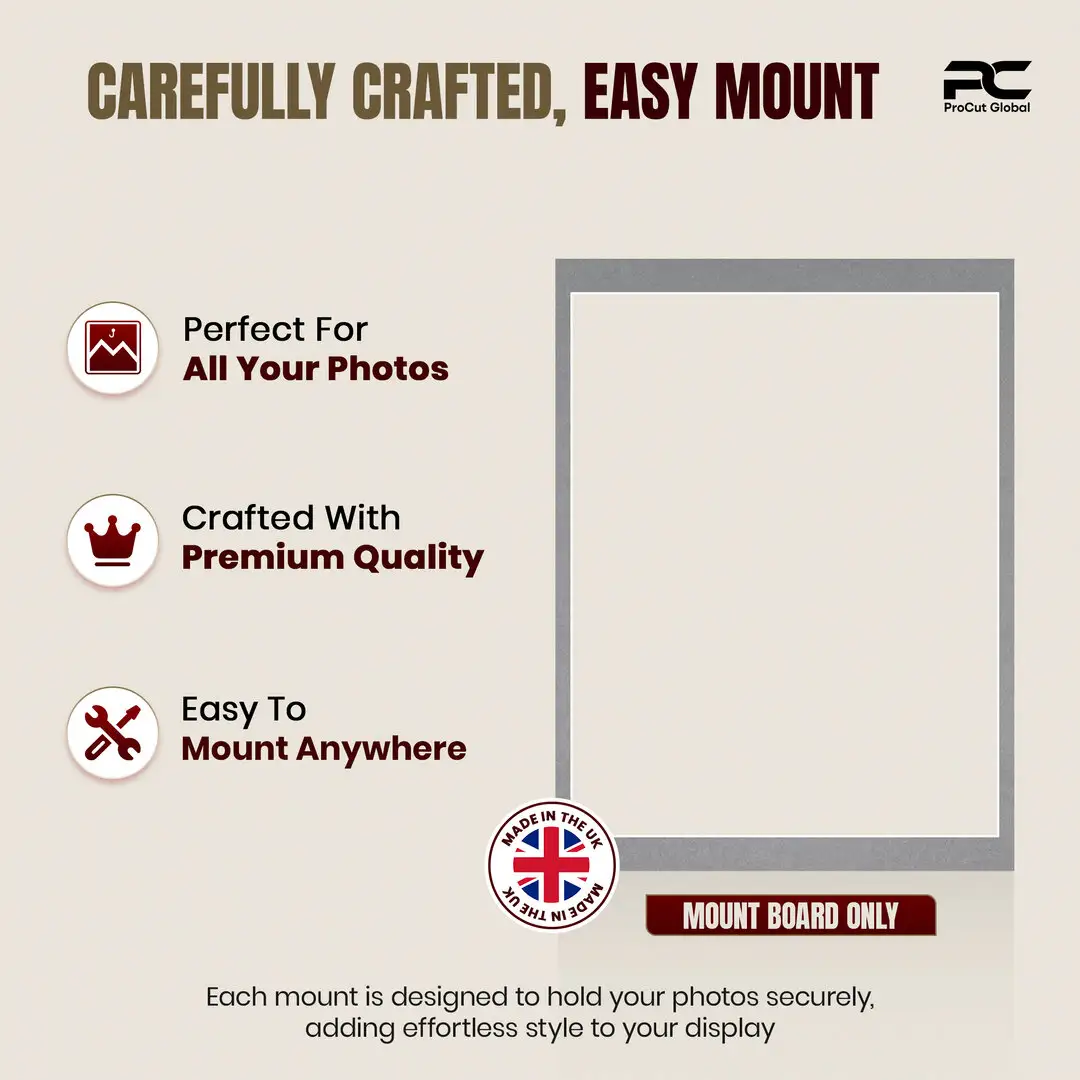 Mid Grey 16x12" Picture Mount With 14x11" Aperture | Acid-Free Picture Mount Board thumbnail 8