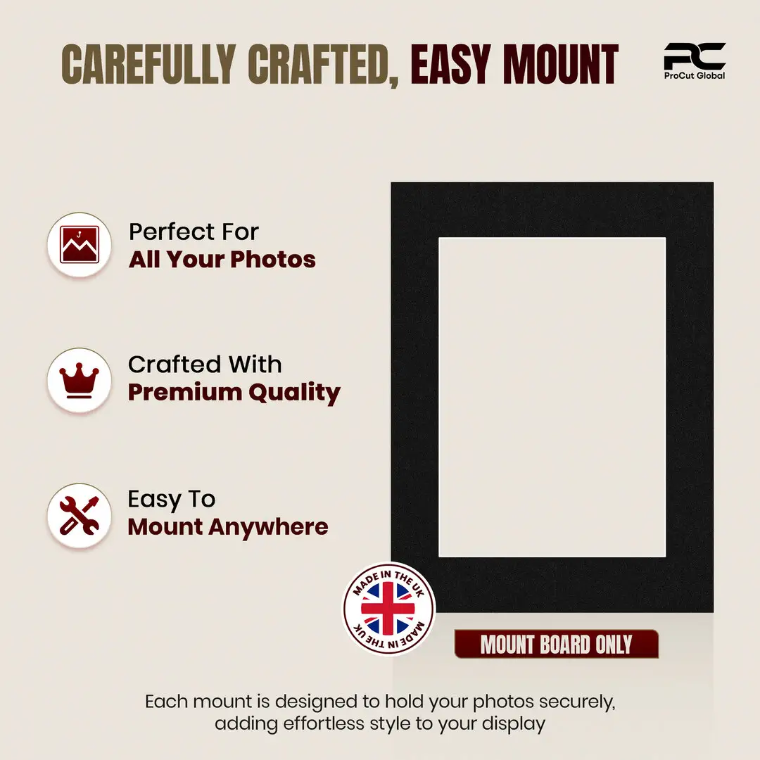 Black 16x12" Picture Mount With A4 Aperture | Acid-Free Picture Mount Board thumbnail 8