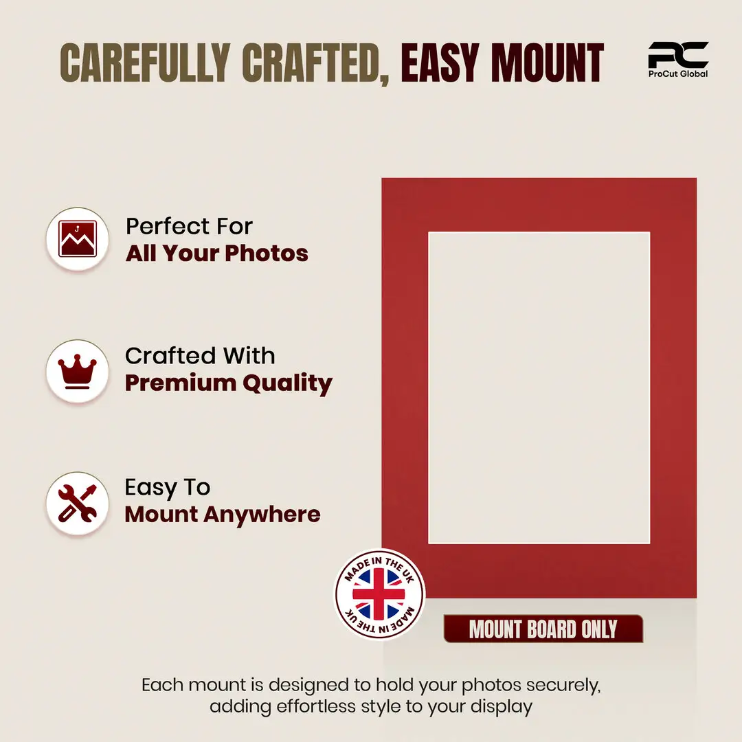Crimson 16x12" Picture Mount With A4 Aperture | Acid-Free Picture Mount Board thumbnail 8