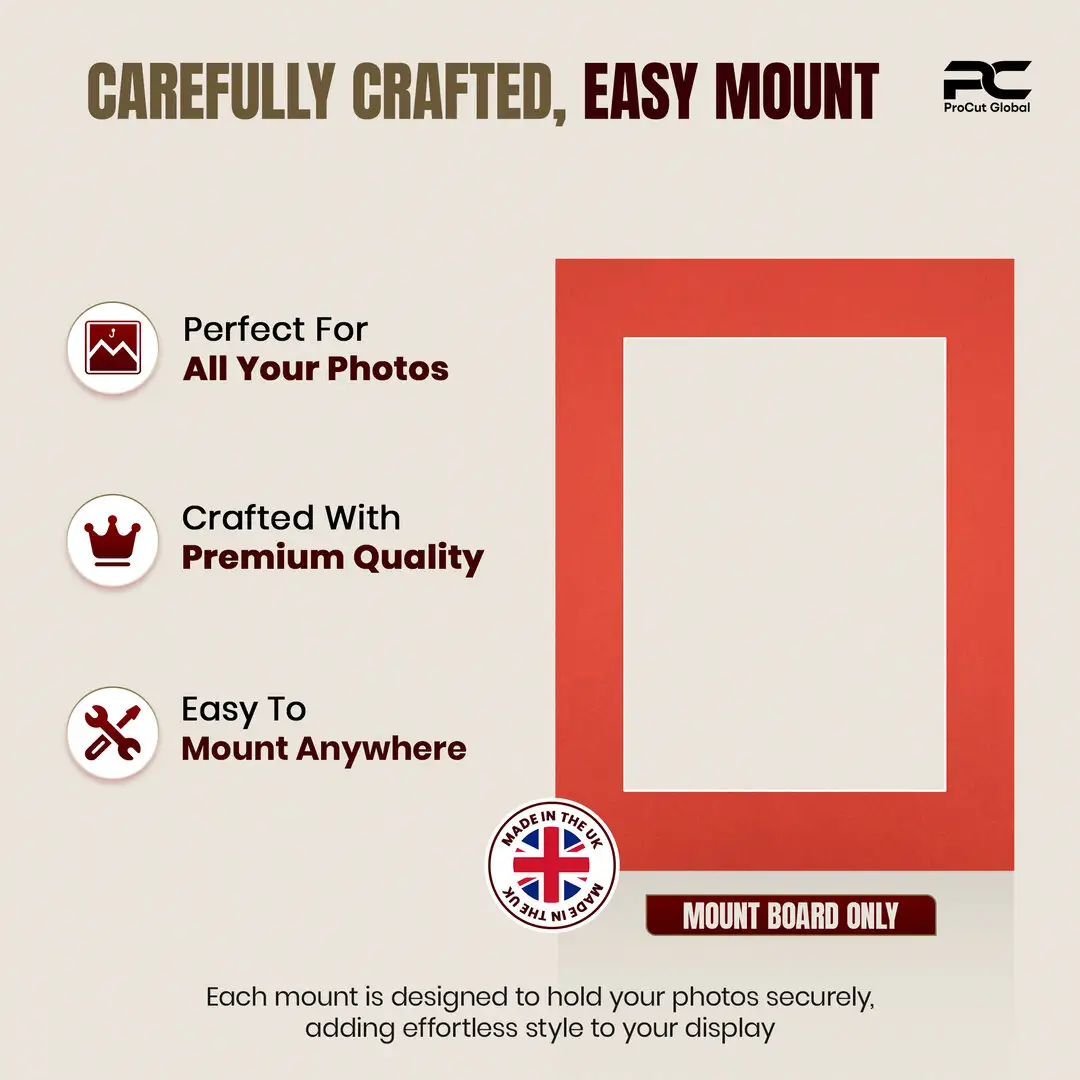 Poppy Red 16x12" Picture Mount With A4 Aperture | Acid-Free Picture Mount Board thumbnail 8