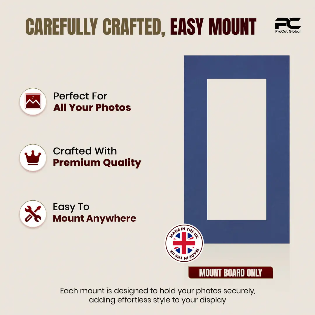 Blue 16x9" Picture Mount With 12x5" Aperture | Acid-Free Mat Board For Picture Frames thumbnail 8
