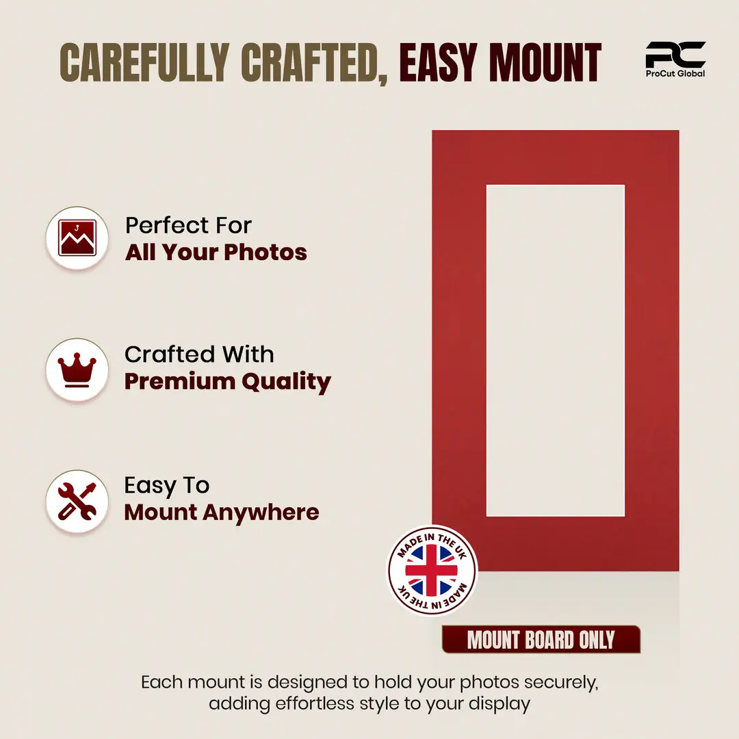Crimson 16x9" Picture Mount With 12x5" Aperture | Acid-Free Mat Board For Picture Frames thumbnail 8