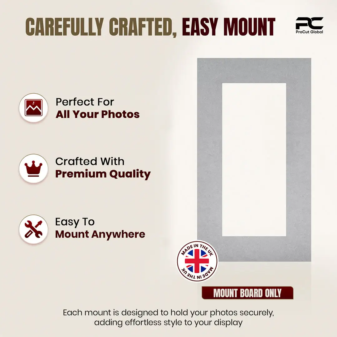 Silver 16x9" Picture Mount With 12x5" Aperture | Acid-Free Mat Board For Picture Frames thumbnail 8