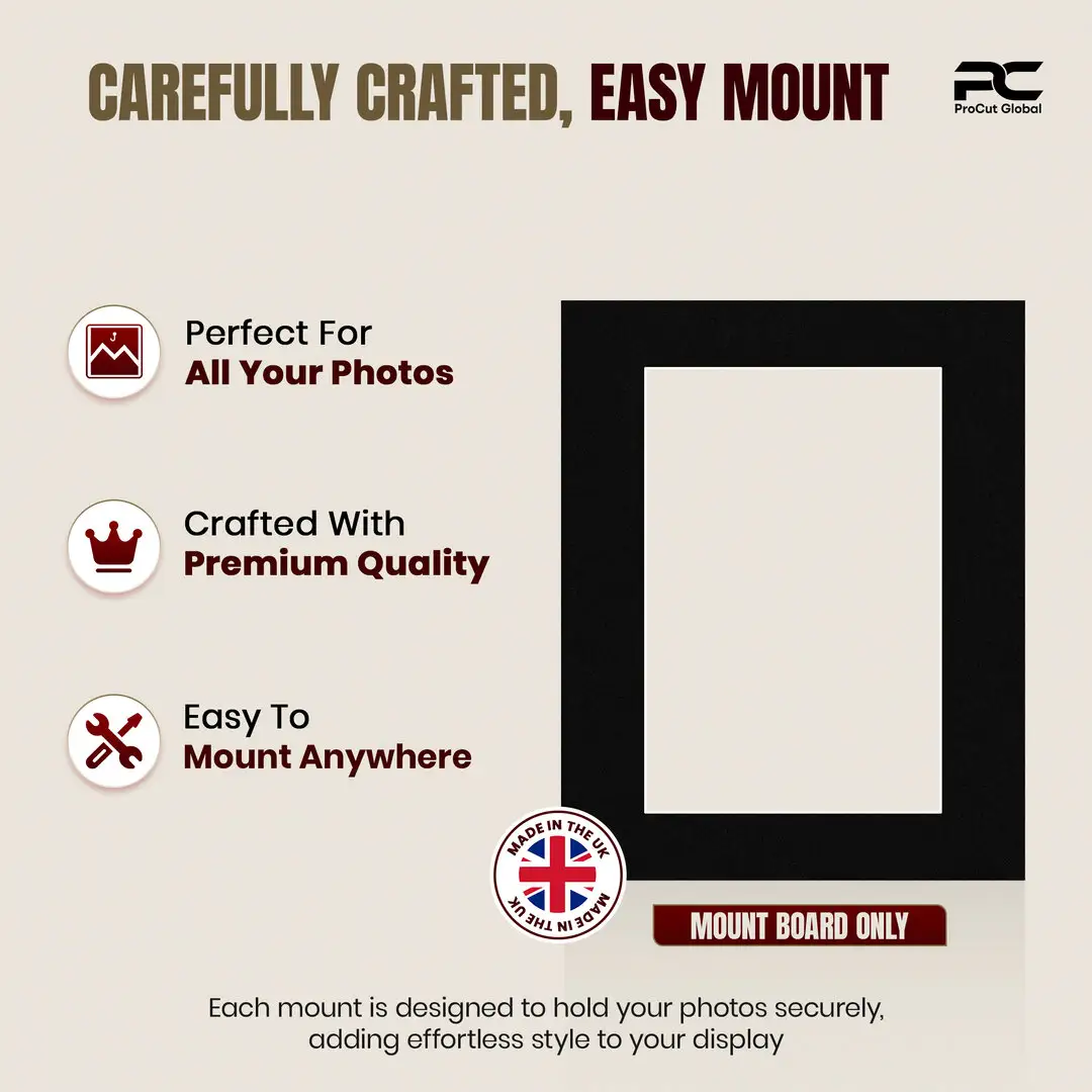 Black 20x16" Picture Mount With 15x10" Aperture | Acid-Free Mat Board For Photos & Artwork thumbnail 8