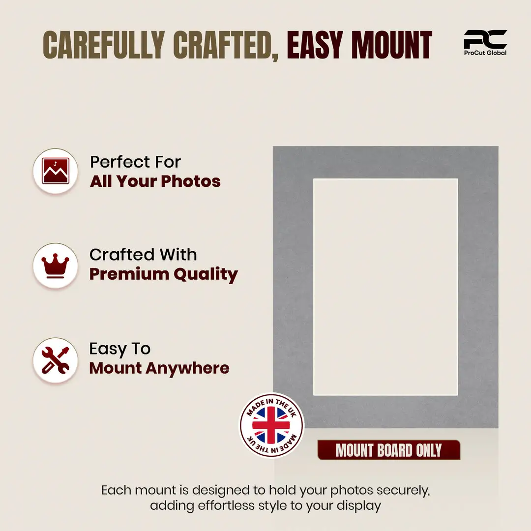 Mid Grey 20x16" Picture Mount With 15x10" Aperture | Acid-Free Mat Board For Picture Frames thumbnail 8