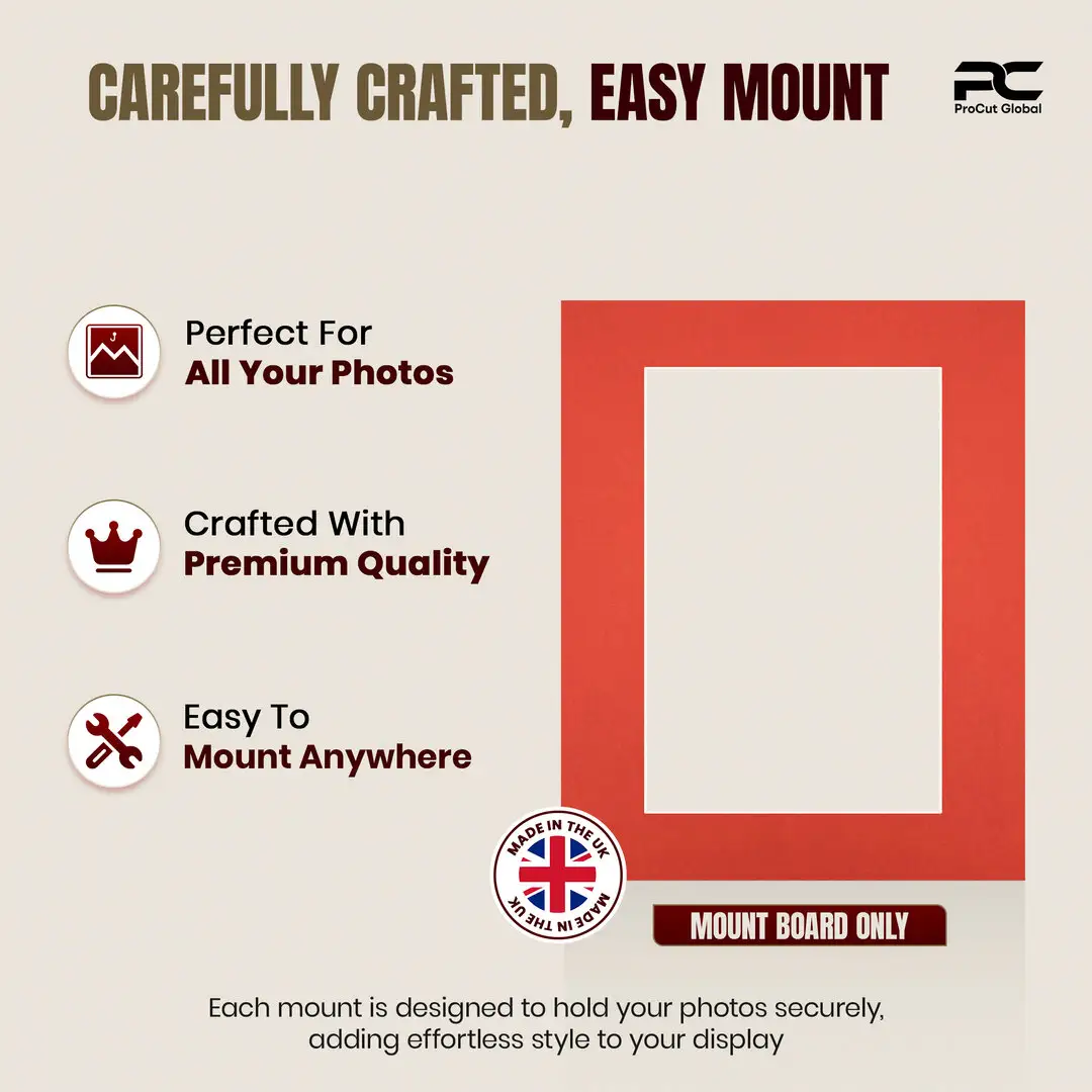 Poppy Red 20x16" Picture Mount With 15x10" Aperture | Acid-Free Mat Board For Picture Frames thumbnail 8