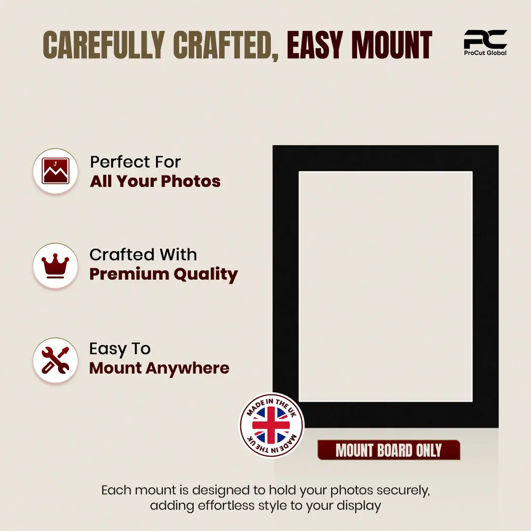 Black 20x16" Picture Mount With 16x12" Aperture | Acid-Free Mat Board For Photos & Artwork thumbnail 8