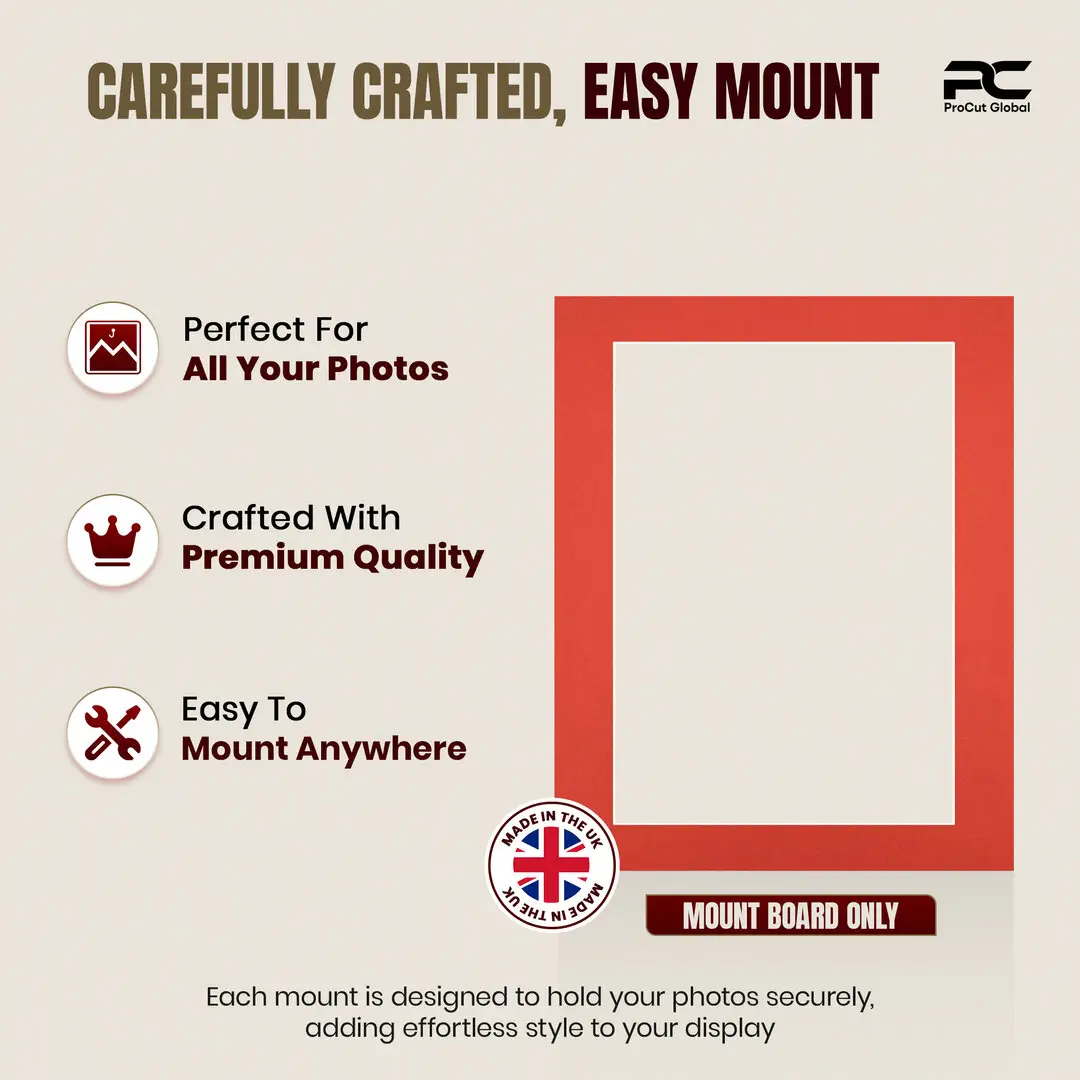 Poppy Red 20x16" Picture Mount With A3 Aperture | Acid-Free Mat Board For Picture Frames thumbnail 8