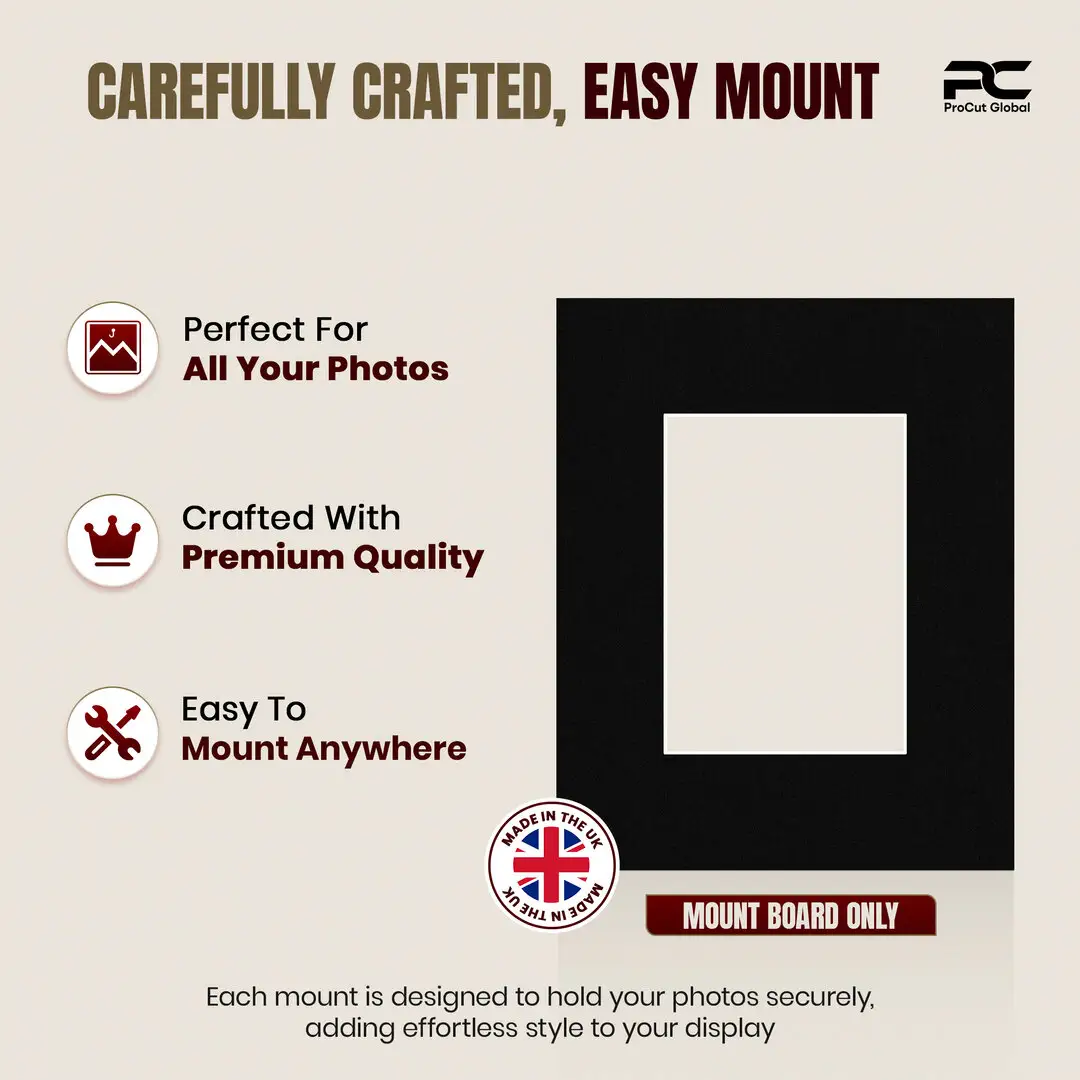 Black 20x16" Picture Mount With A4 Aperture | Acid-Free Mat Board For Picture Frames thumbnail 8