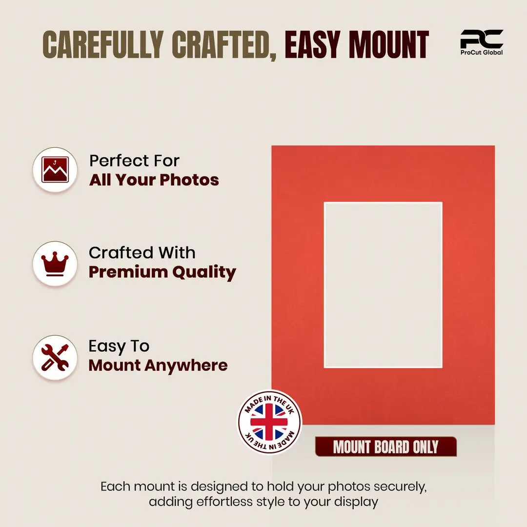 Poppy Red 20x16" Picture Mount With A4 Aperture | Acid-Free Mat Board For Picture Frames thumbnail 8
