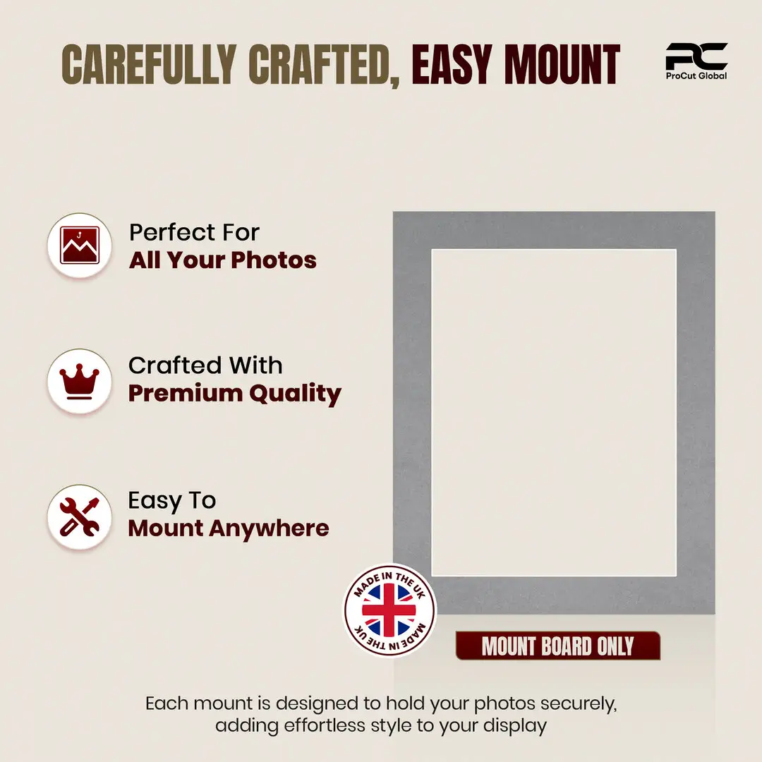Mid Grey 50x40cm Picture Mount With 40x30cm Aperture | Acid-Free Mat Board For Photos & Artwork thumbnail 8