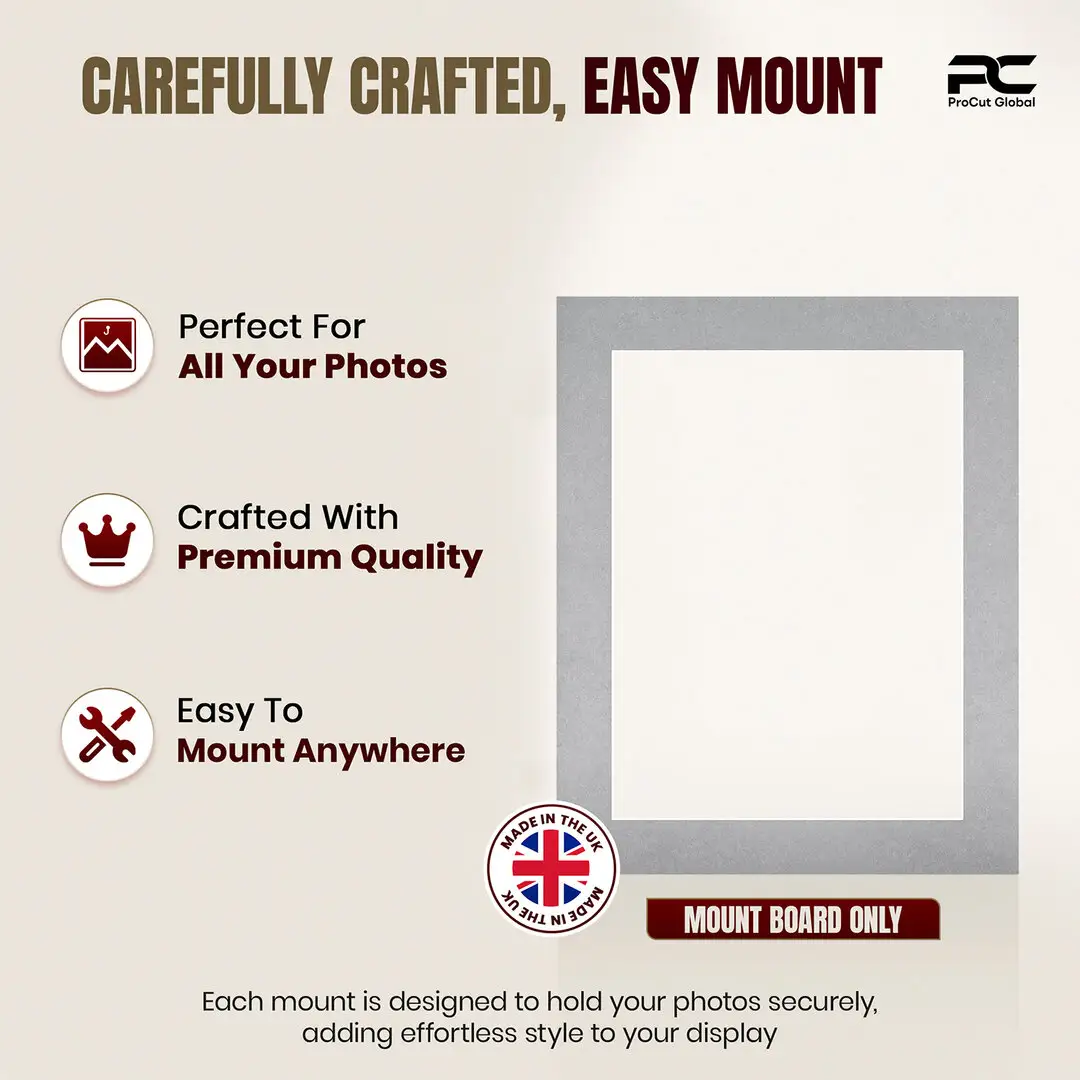 Silver 50x40cm Picture Mount With 40x30cm Aperture | Acid-Free Mat Board For Picture Frames thumbnail 8
