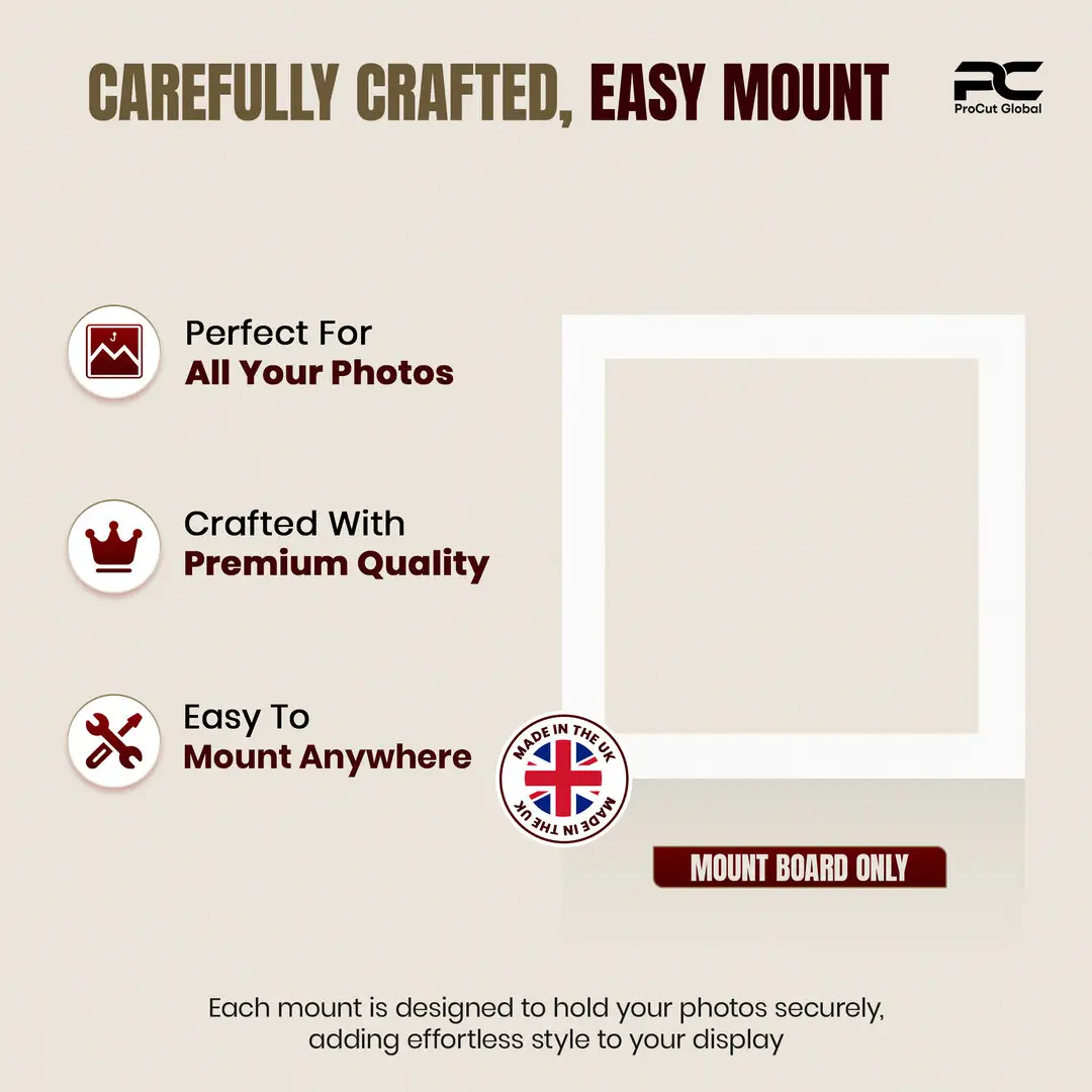 Ice White 50x50cm Picture Mount With 40x40cm Aperture | Acid-Free Mat Board For Picture Frames thumbnail 8