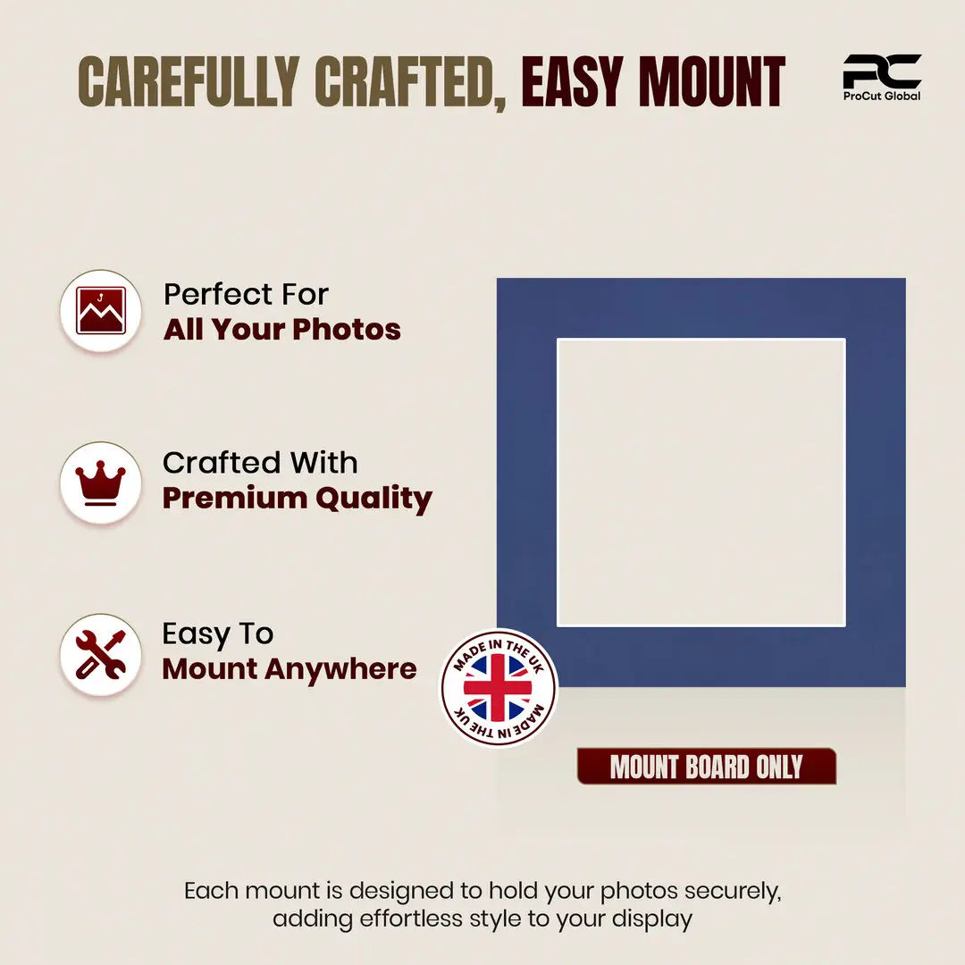 Blue 5x5" Picture Mount With 3.5x3.5" Aperture | Acid-Free Picture Mount Board thumbnail 8