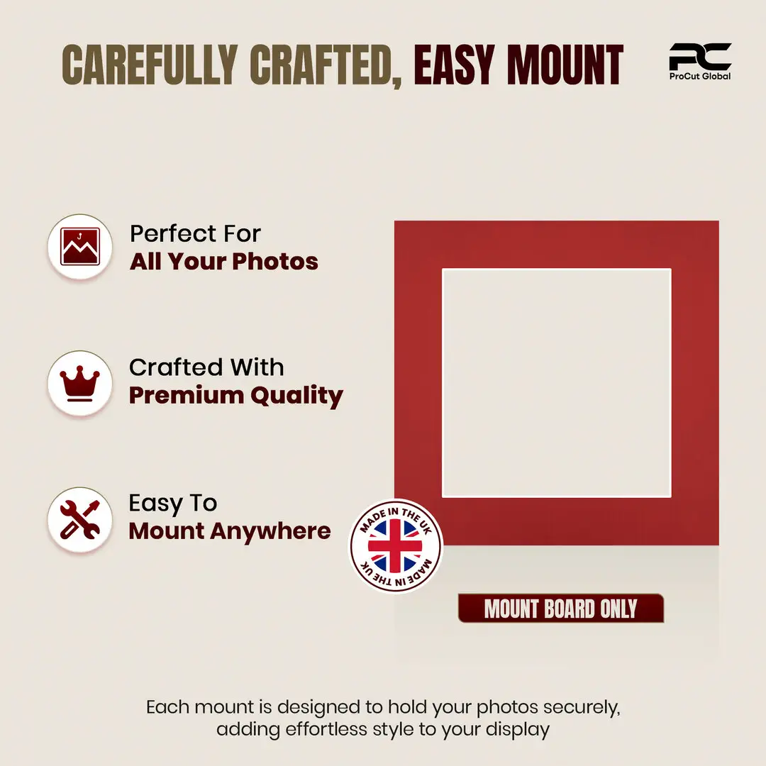 Crimson 5x5" Picture Mount With 3.5x3.5" Aperture | Acid-Free Picture Mount Board thumbnail 8
