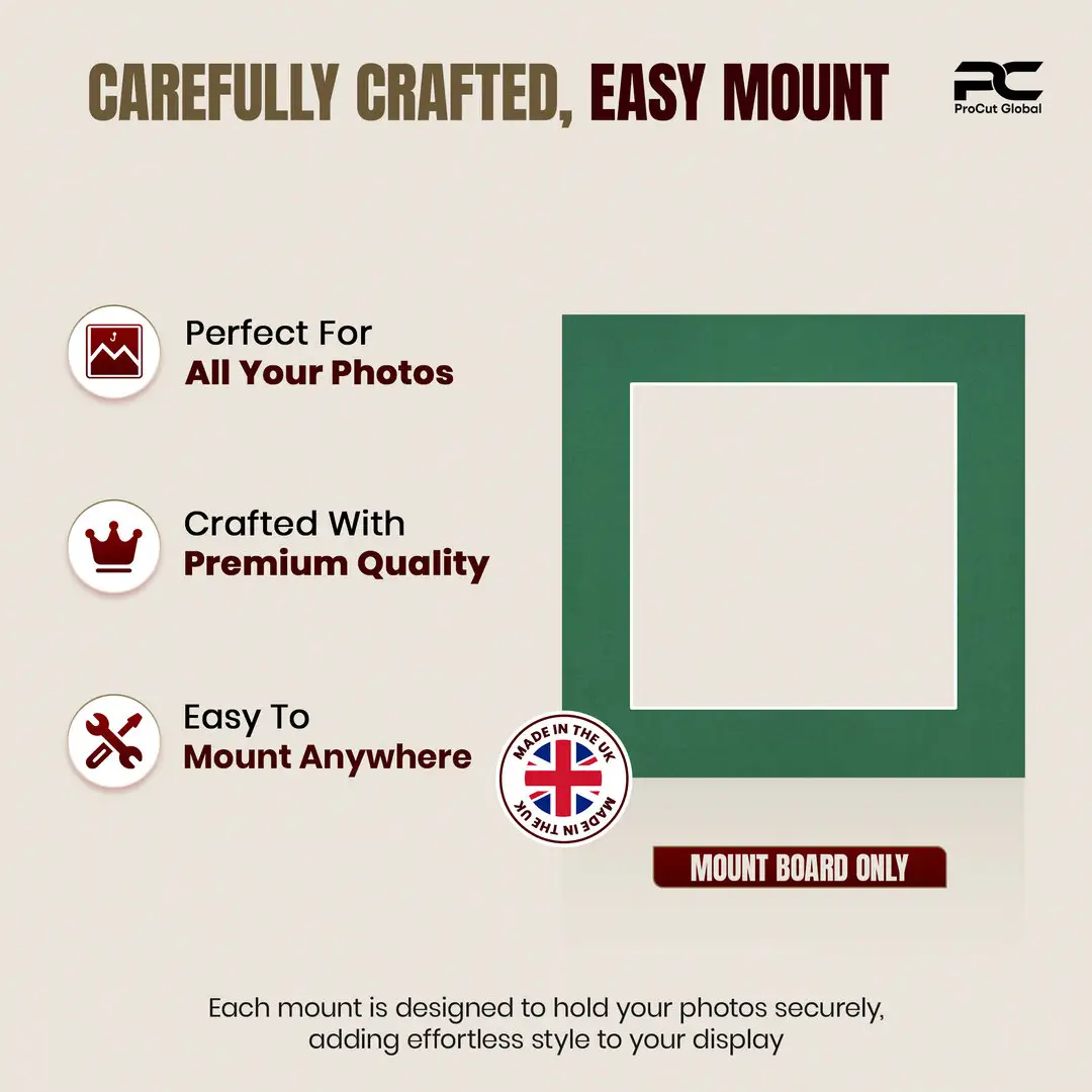 Emerald (Green) 5x5" Picture Mount With 3.5x3.5" Aperture | Acid-Free Mat Board For Picture Frames thumbnail 8