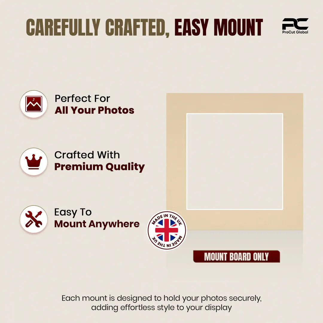 Ivory 5x5" Picture Mount With 3.5x3.5" Aperture | Acid-Free Picture Mount Board thumbnail 8