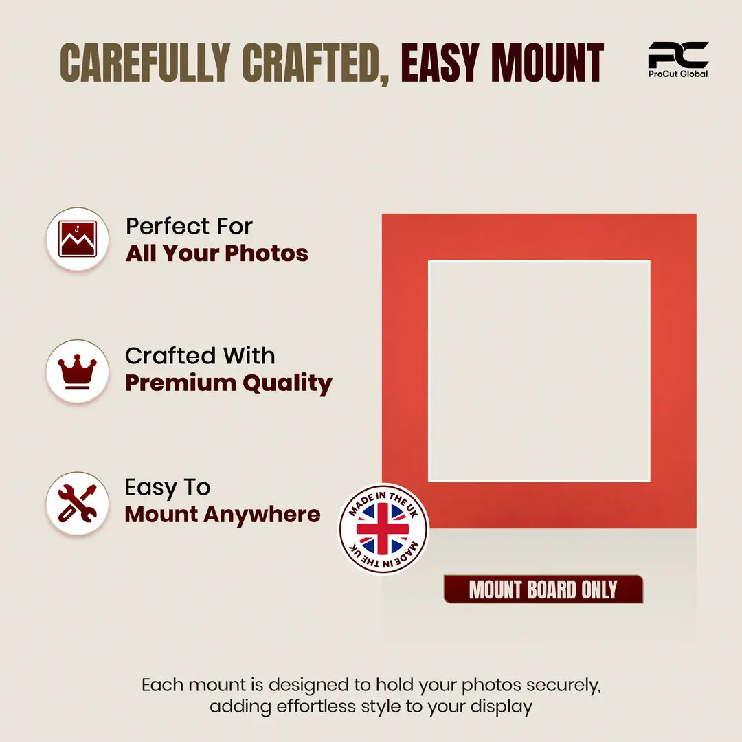 Poppy Red 5x5" Picture Mount With 3.5x3.5" Aperture | Acid-Free Picture Mount Board thumbnail 8