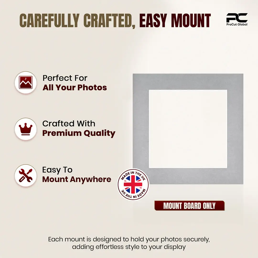 Silver 5x5" Picture Mount With 3.5x3.5" Aperture | Acid-Free Mat Board For Photos & Artwork thumbnail 8